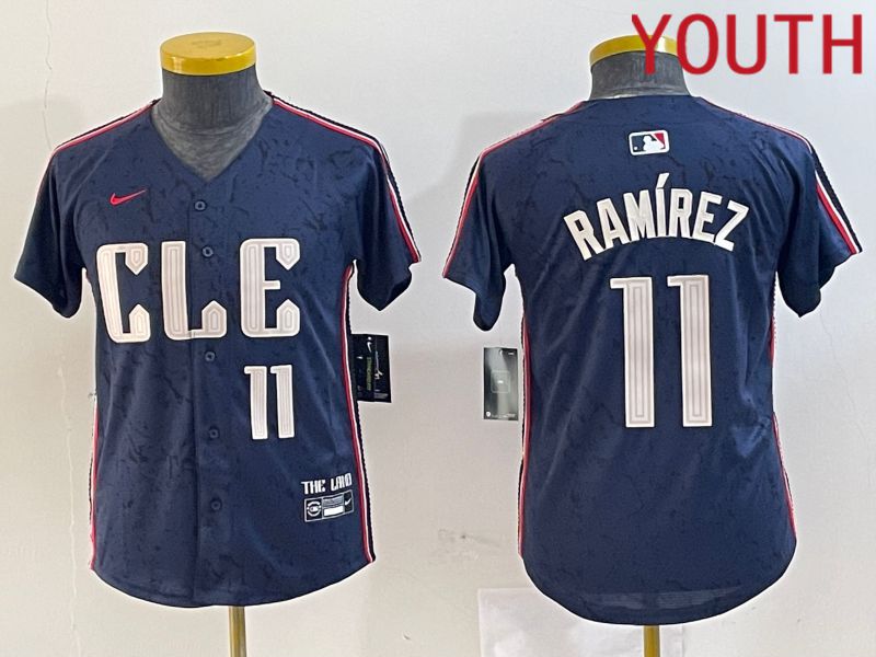 Youth Cleveland Indians #11 Ramirez Blue City Edition Nike 2024 MLB Jersey style 5